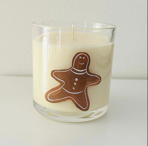 Gingerbread - Christmas Artisan Candle wrapped in Christmas napkin (napkin colour may vary)